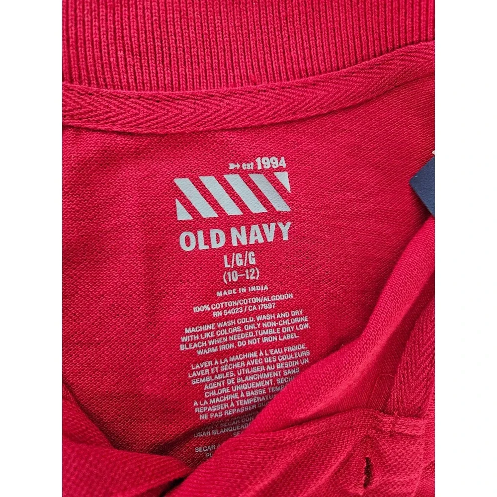 Kids Red Long Sleeve Polo Shirt Cotton‎ Casual School Uniform Top Size L 10-12